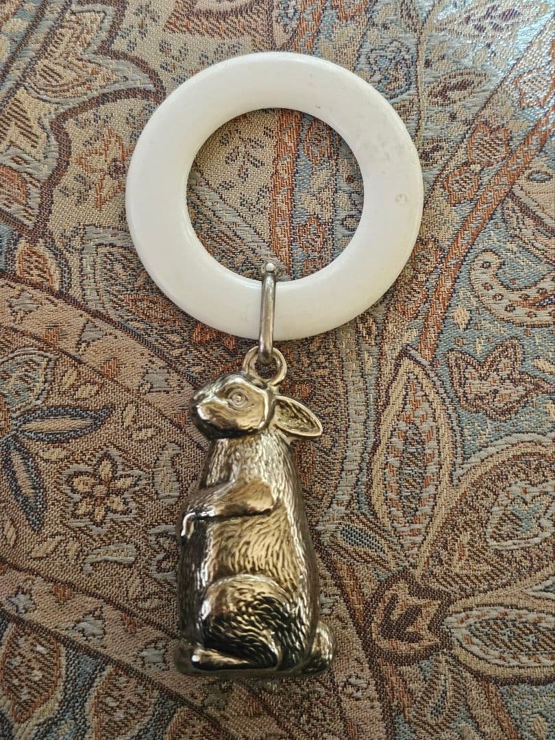 英国 シルバー ベビーラトル ヴィンテージ　アンティーク ウサギ イギリス 雑貨