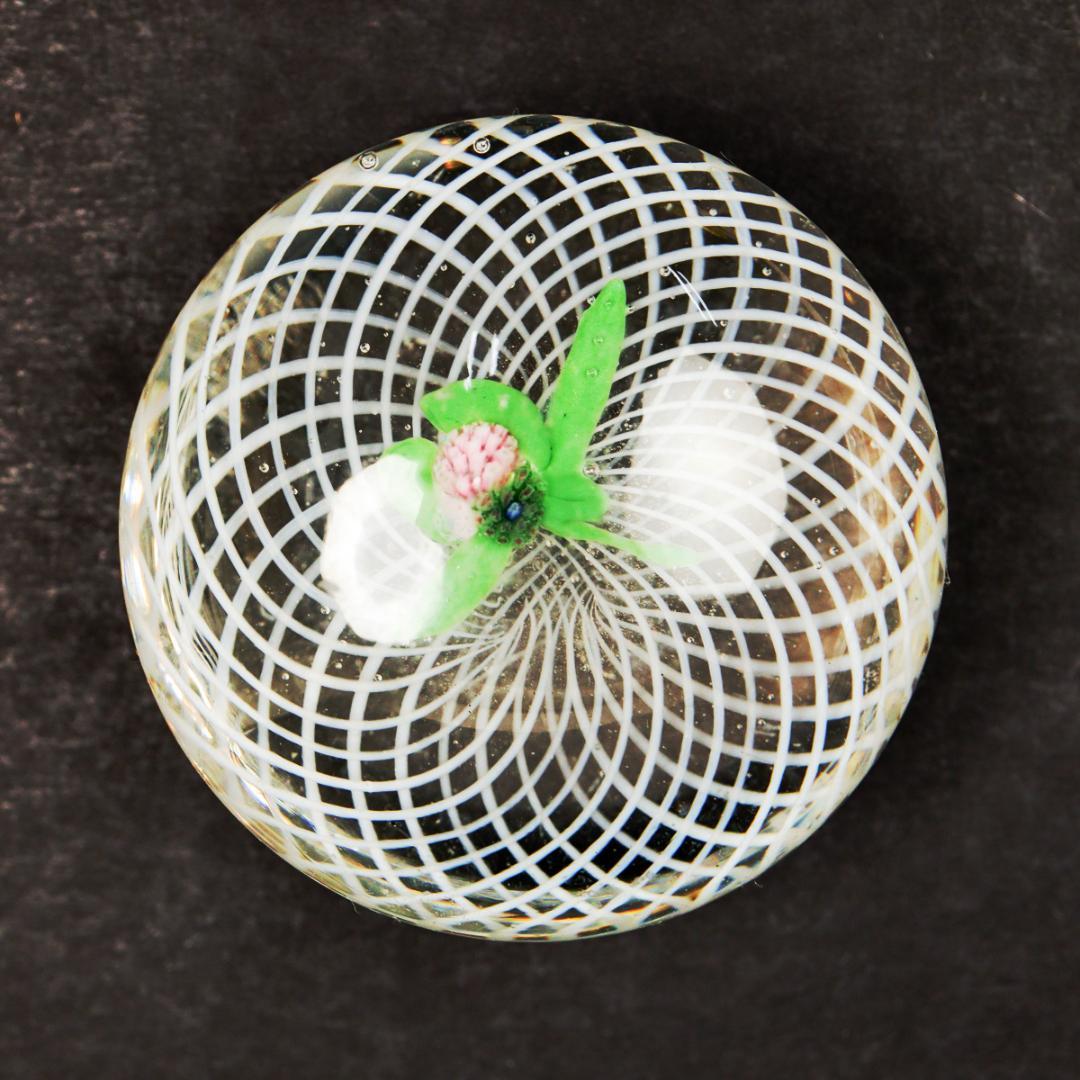 Latticino Glass ミルフィオリ フラワー ペーパーウエイト 置物