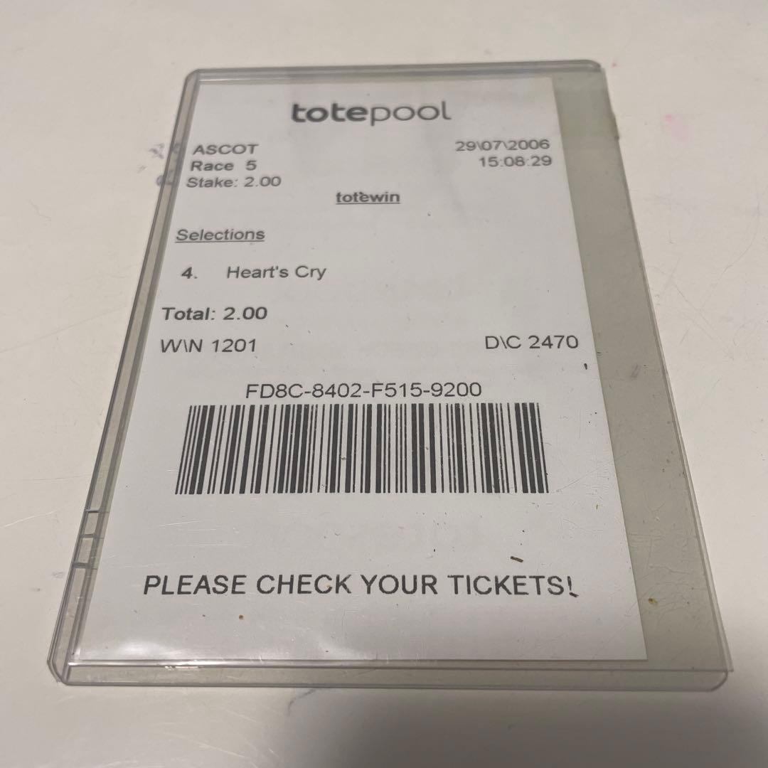 ハーツクライ　キングジョージ　現地アスコット購入馬券　激レア
