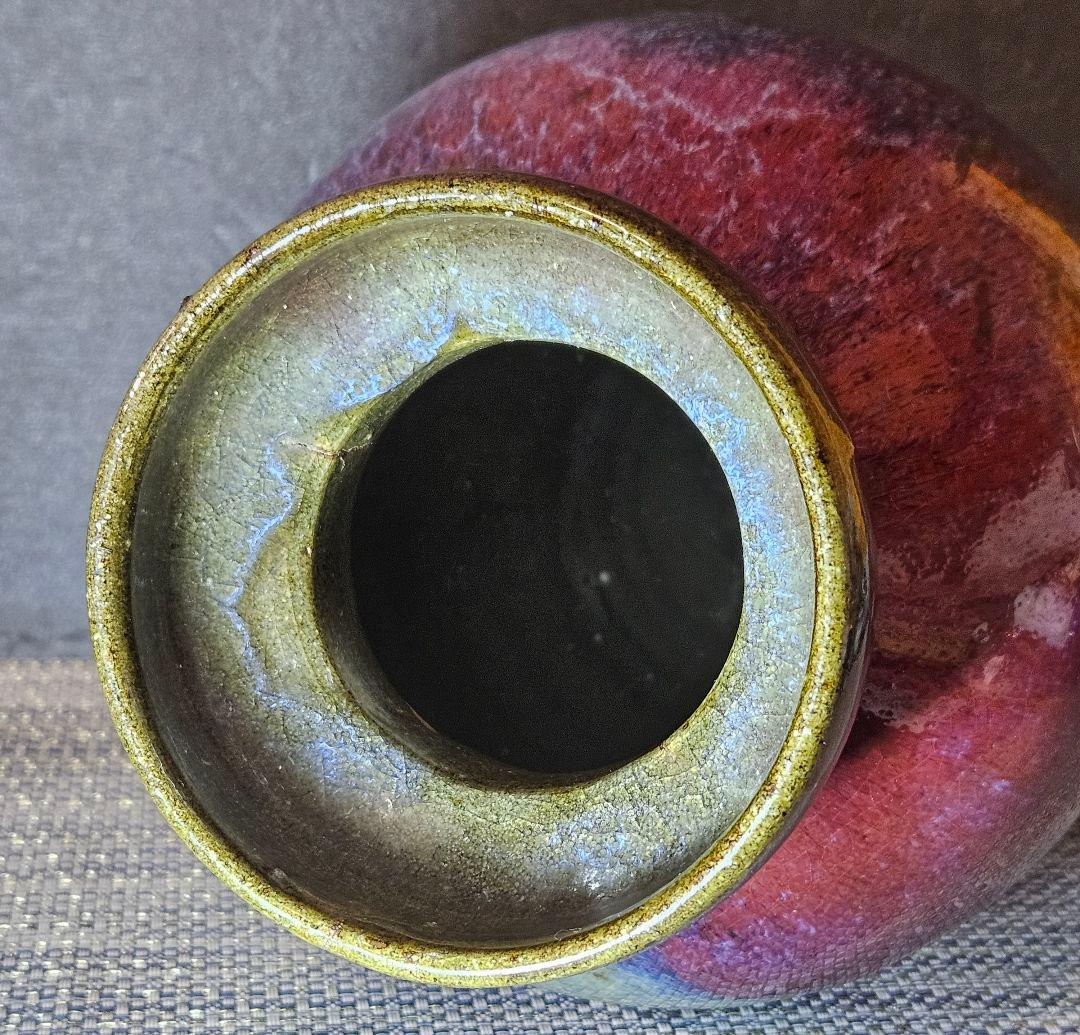 【時代古作品❗】【名品❗】中国古陶磁 明代〜清代頃　 鈞窯　紫紅釉　澱青釉　大瓶