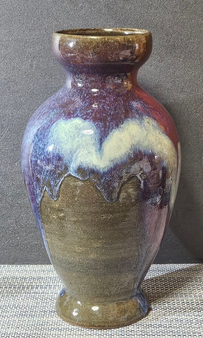 【時代古作品❗】【名品❗】中国古陶磁 明代〜清代頃　 鈞窯　紫紅釉　澱青釉　大瓶