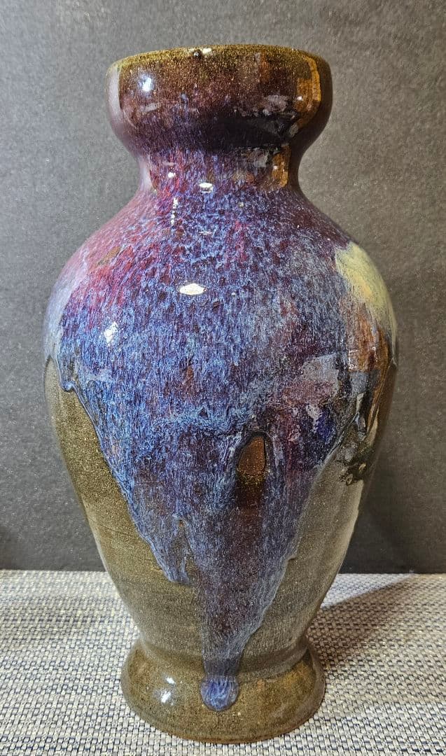 【時代古作品❗】【名品❗】中国古陶磁 明代〜清代頃　 鈞窯　紫紅釉　澱青釉　大瓶