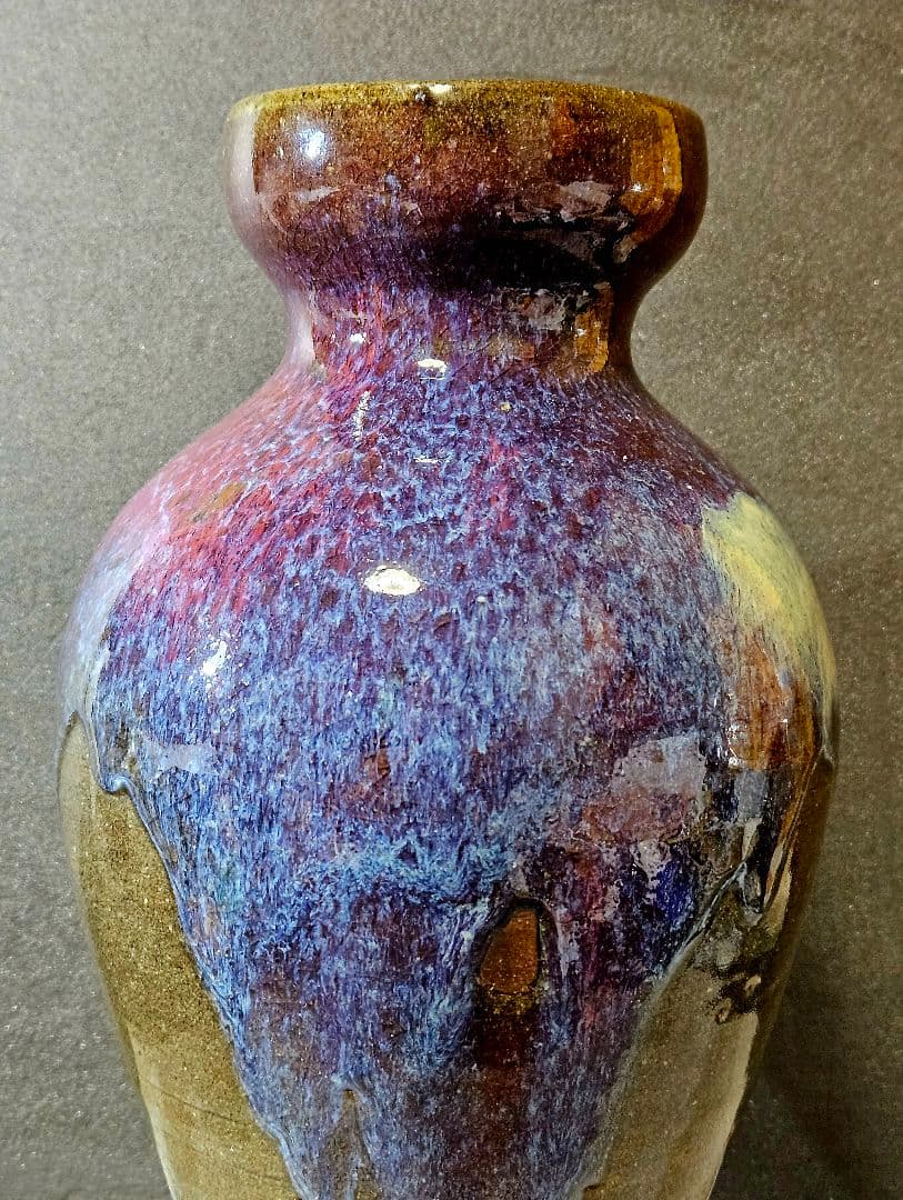 【時代古作品❗】【名品❗】中国古陶磁 明代〜清代頃　 鈞窯　紫紅釉　澱青釉　大瓶