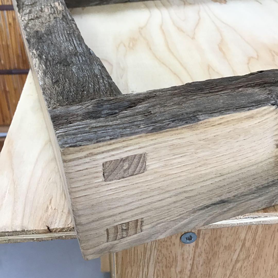 茶道具 炉縁 古材栗材 炉縁 川瀬 表完 作  S130RB