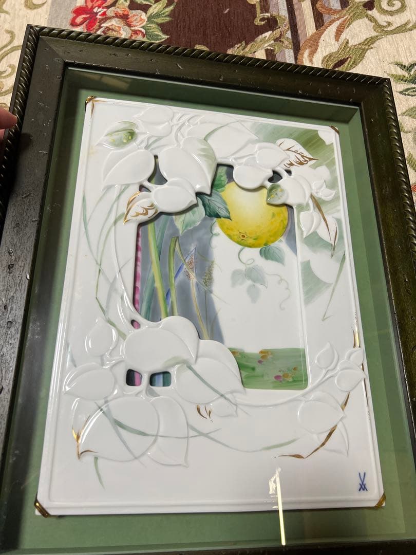 マイセン　陶額　立体プラーク