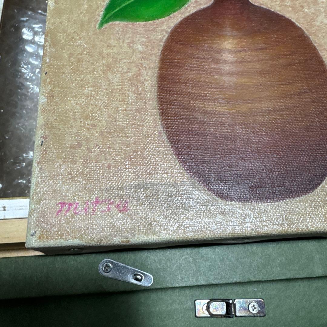 人間国宝、井上萬二、真作。椿。油彩額装、SM.号。