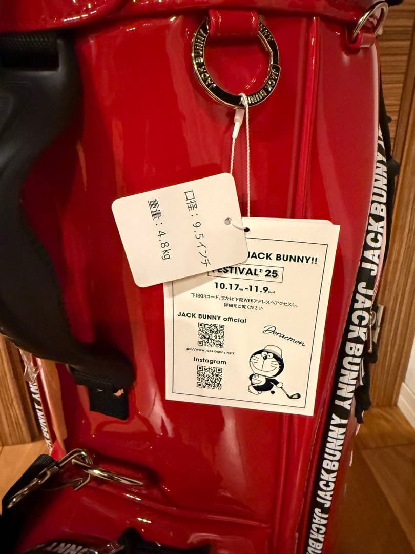 ジャックバニー キャディバッグ ドラミちゃん　自立型 レッド　2025年モデル