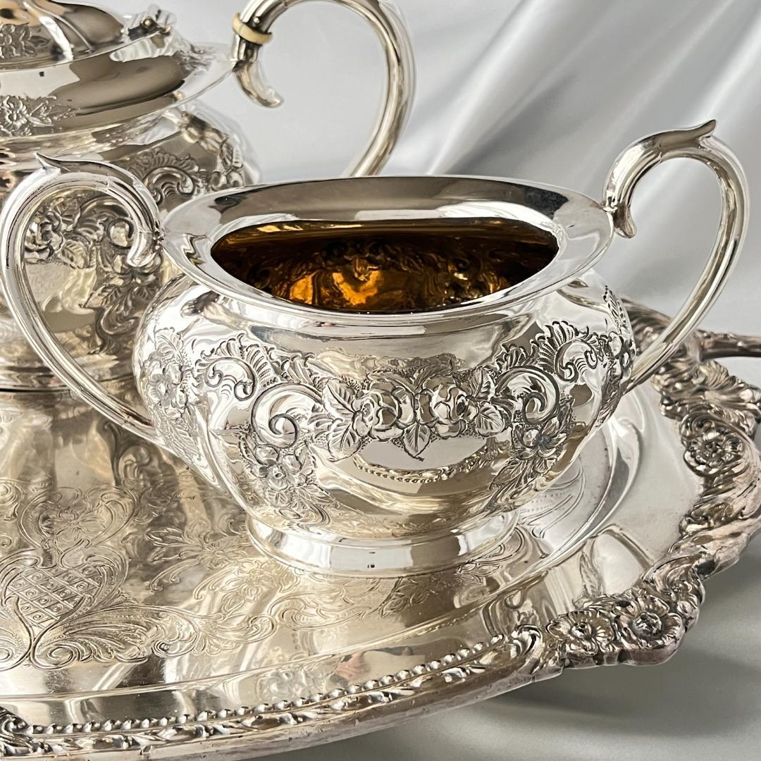 【Pinder Brothers】 ローズのティーセット 3点 薔薇のレリーフ