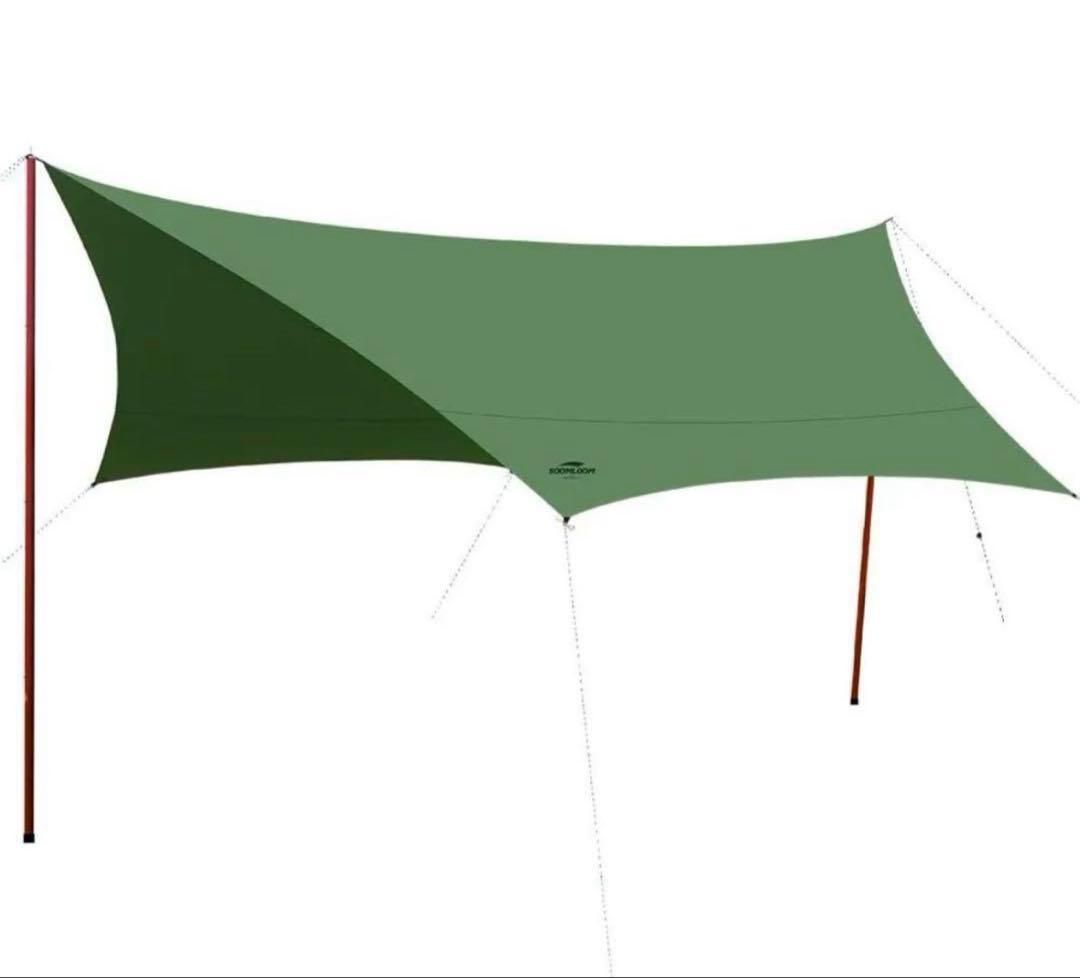 【Soomloom】ヘキサタープ4.2ｍｘ4.1ｍ 焚き火可 ポール付き