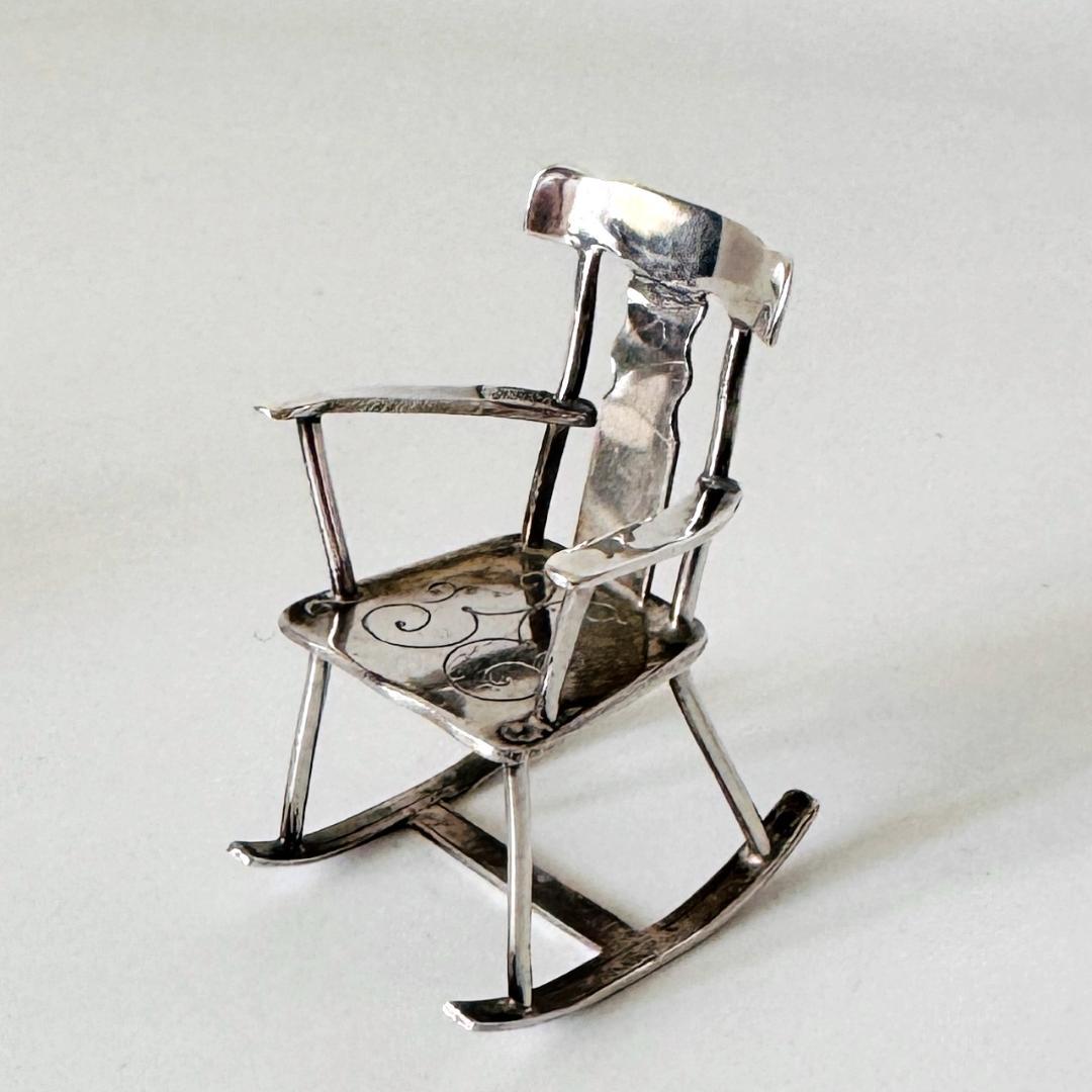 1977年★英国★アンティーク/純銀製/ミニチュア椅子/イギリス/925/