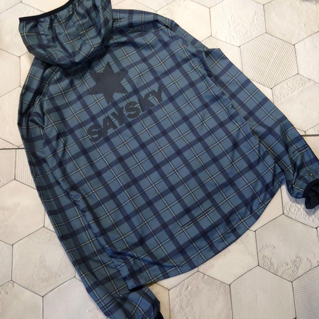 極美品 SAYSKY ランニングジャケット チェック柄 ナイロンパーカー