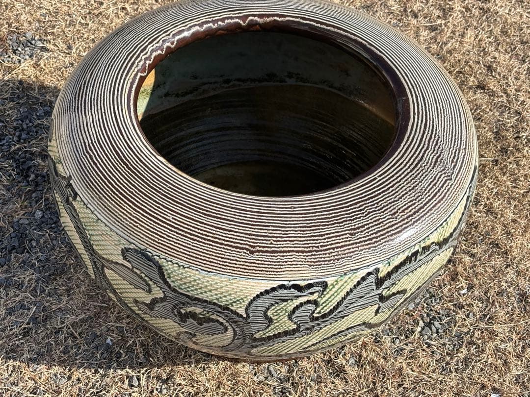 専用出品です。 大型火鉢　装飾的な模様の 陶器　昭和初期　昭和レトロ