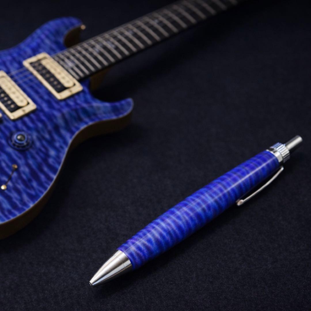 木軸ペン　ラッカー仕上げ　楽器　ギター　青