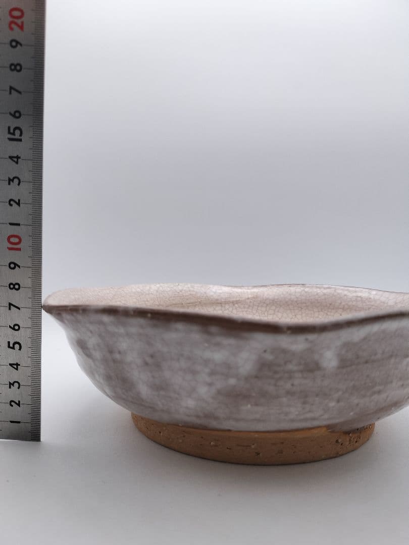 c669 菓子器 萩 六角刷毛目 岡田裕 木箱 茶道具 古物