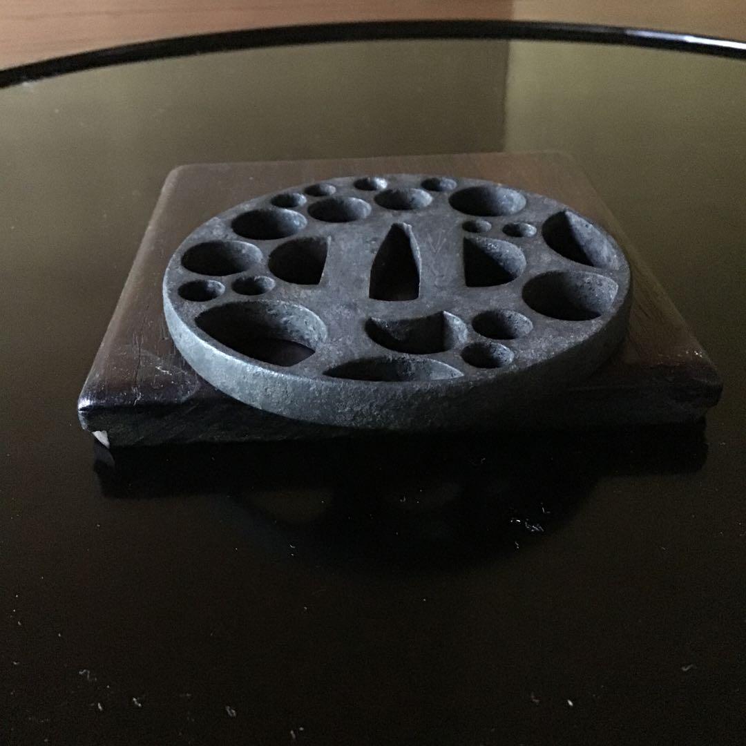 鐵地輪透かし鍔　鍛良　重ね厚良鍔　江戸時代保証　　　　書鍔箱