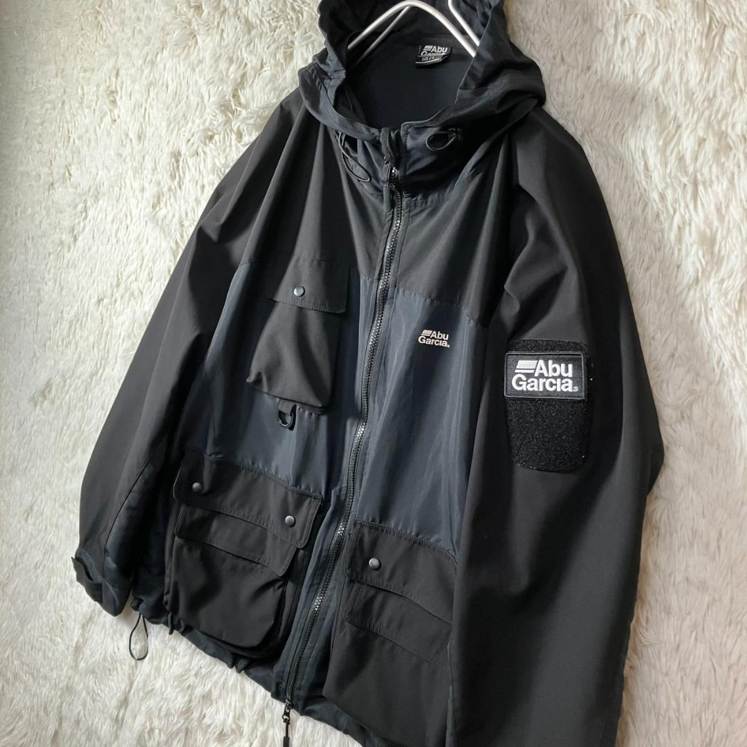 美品 アブガルシア フィッシングジャケット 多ポケット フード付き ブラック L
