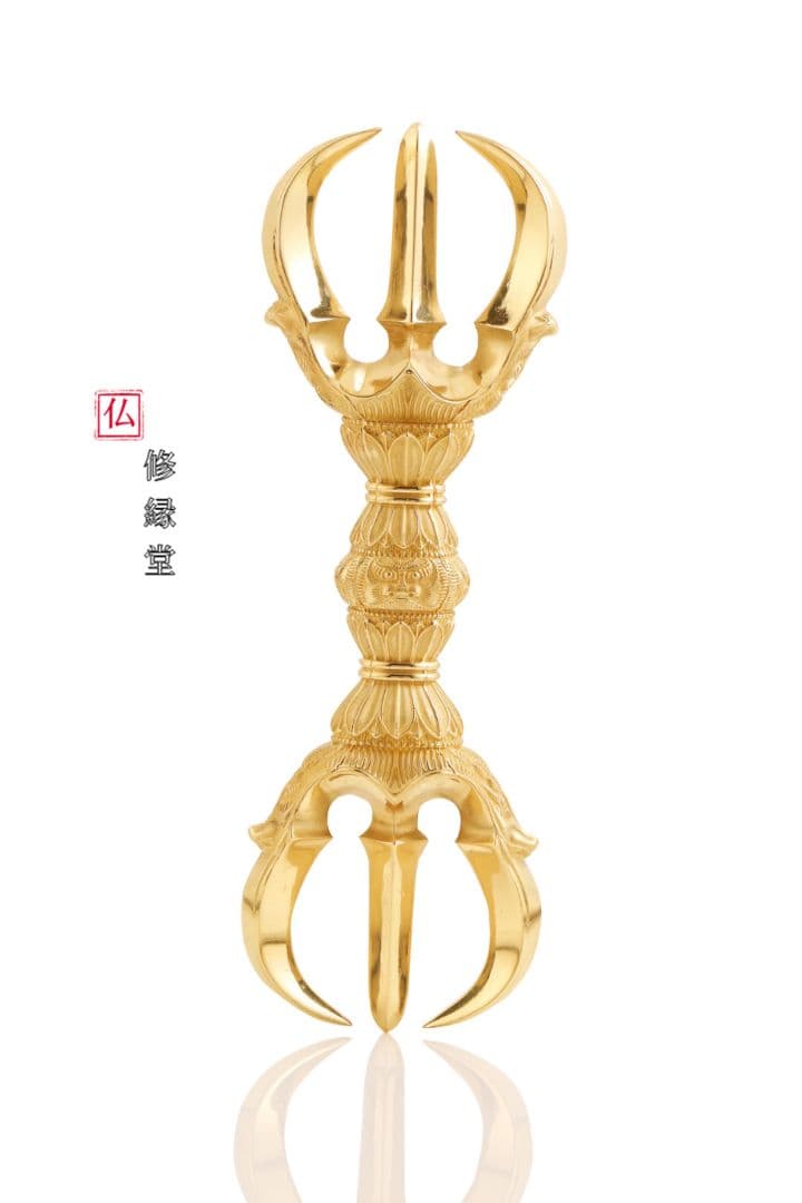 【修縁堂】寺院用仏具 鬼面三鈷杵 バジュラ希少vajra 密教法具古美術品