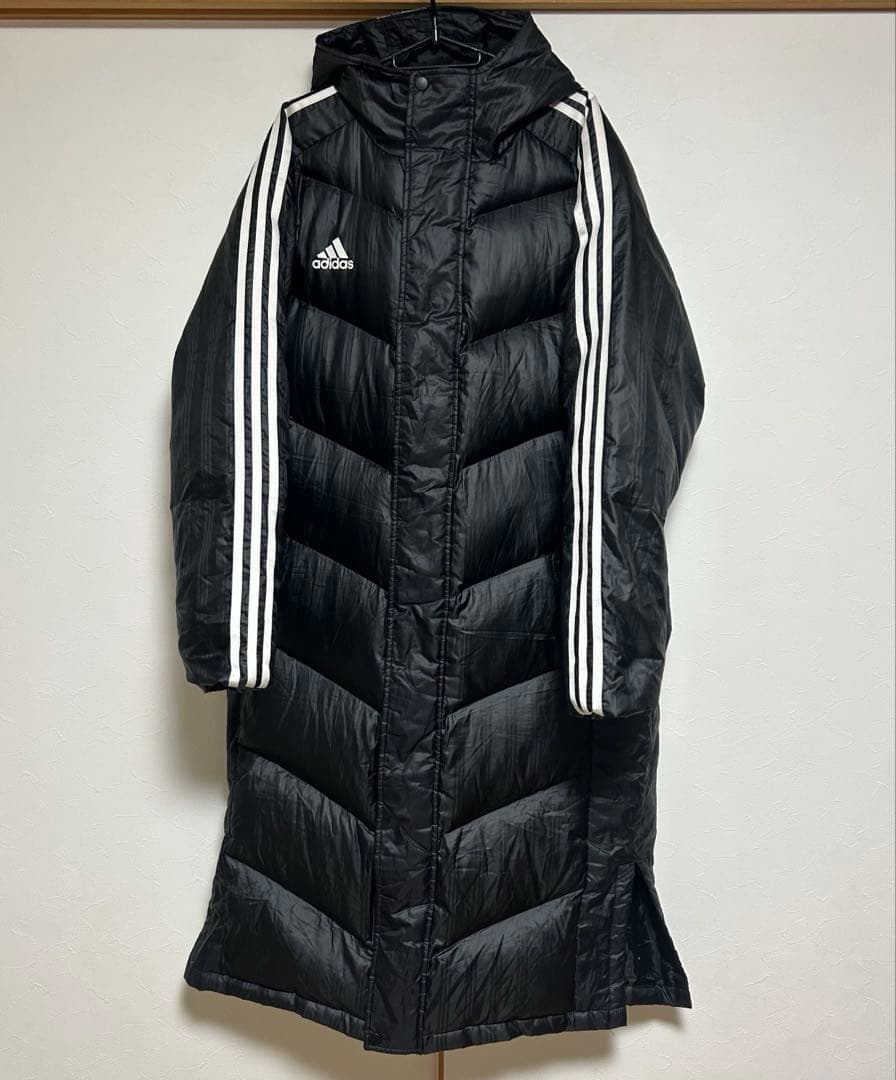adidas ダウンコート XL Oサイズ ストライプ