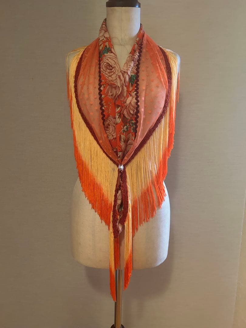 新作オレンジ系グラデーションフレコフラメンコ衣装シージョ