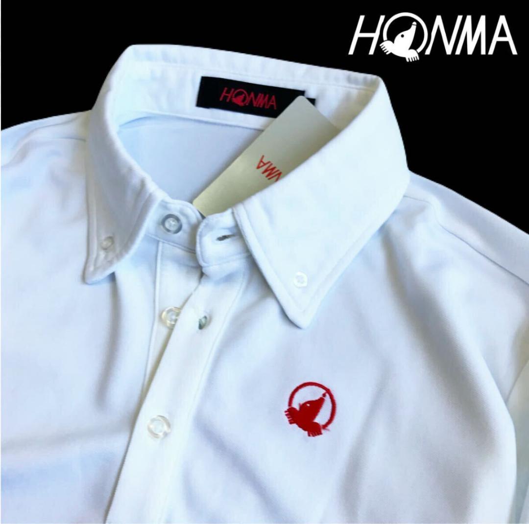 P111新品【メンズL】白 本間 ゴルフ 半袖 ポロシャツ ドライ吸汗
