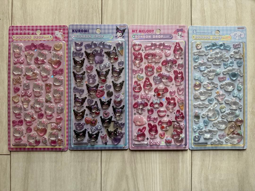 【Q-LIA】ボンボンドロップシール サンリオ 4枚セット(確実正規品)