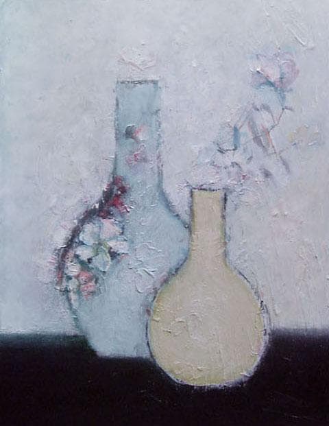 油絵 菅家令子 絵 絵画 インテリア uF6-111102 花と花びん