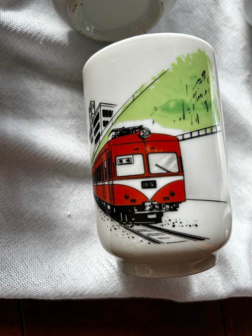 セール【レア・美品】流山電鉄　流鉄　湯飲み　9個セット　湯呑み 陶器 レトロ