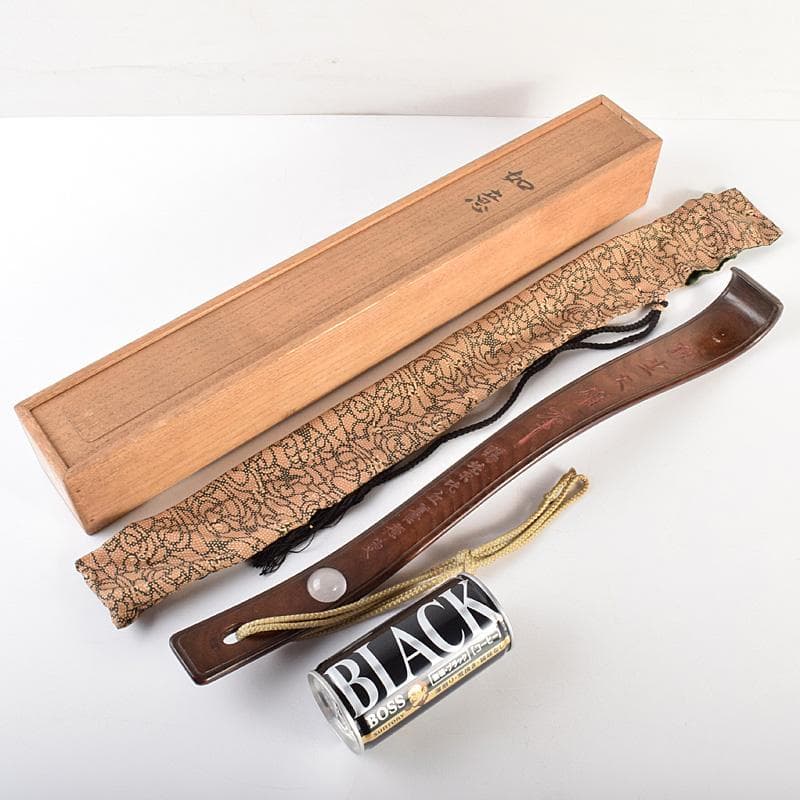 仏教美術　桑製水晶装飾　漢文刻　如意　前大徳　中村戒仙　書付箱　M　R7541