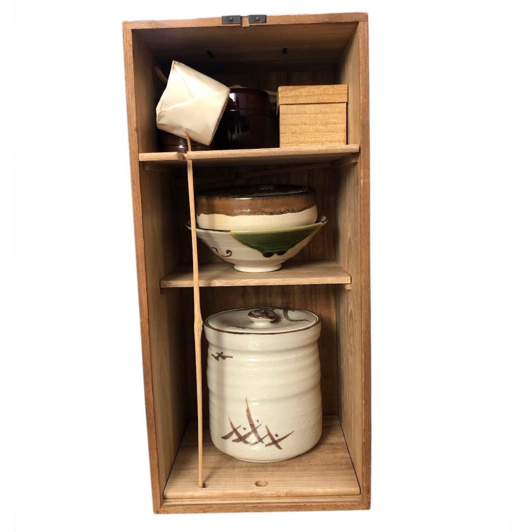 茶道具セット 陶器と木製 収納箱付き