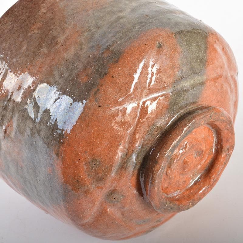 九代楽吉左衛門　了入作　赤楽茶碗　吸江斎箱書 　十三代惺入識箱　D　R6695