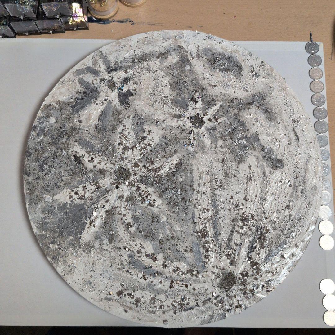 アクリル・ガッシュ 抽象アート 円形 40cm