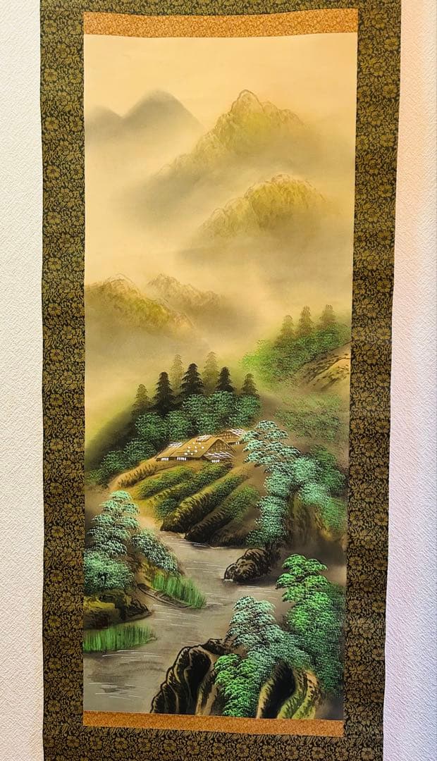 水墨画 山水画 竹ノ風景画 掛け軸 壁掛け飾り