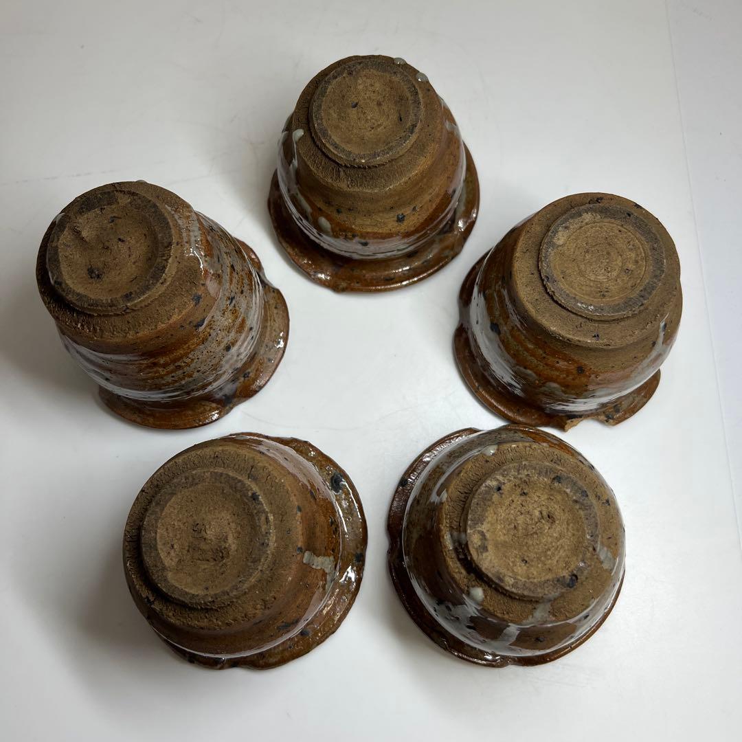 古唐津　絵唐津向付5客　口径約10㎝　東Y7-1112☆2Fトヒコ