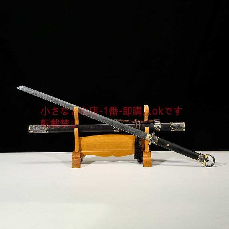 環首唐横刀二色型烏木百錬文紋鋼 古兵器 武具 刀装具 日本刀 模造刀 居合刀