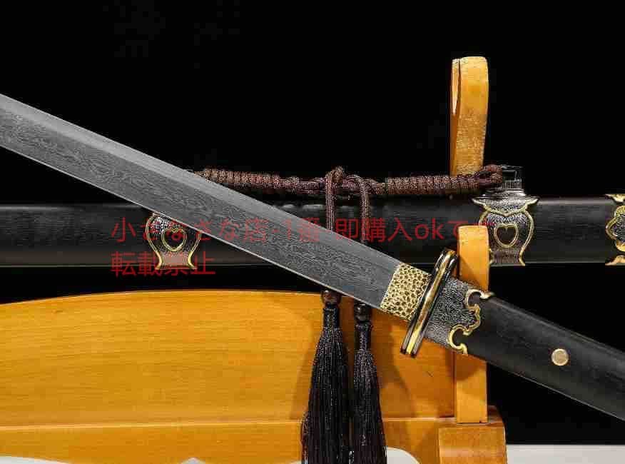 環首唐横刀二色型烏木百錬文紋鋼 古兵器 武具 刀装具 日本刀 模造刀 居合刀