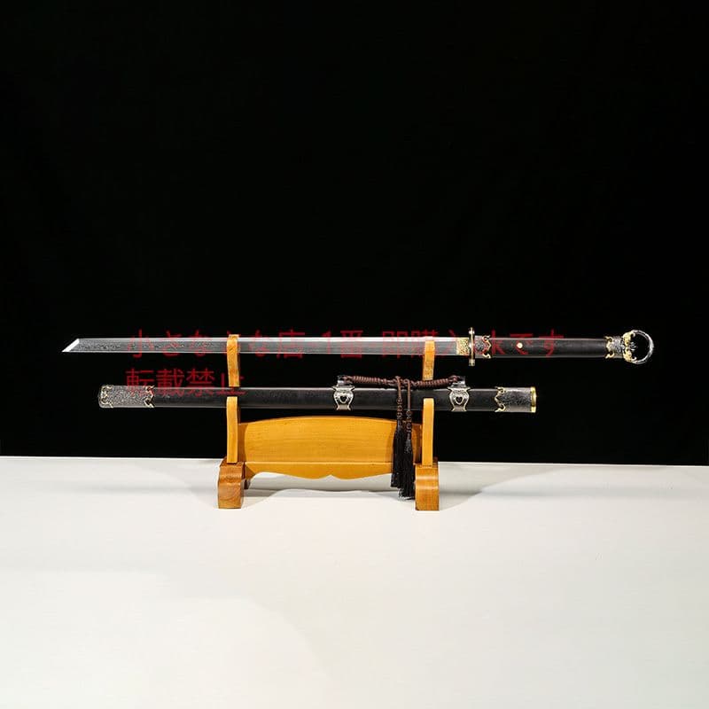 環首唐横刀二色型烏木百錬文紋鋼 古兵器 武具 刀装具 日本刀 模造刀 居合刀
