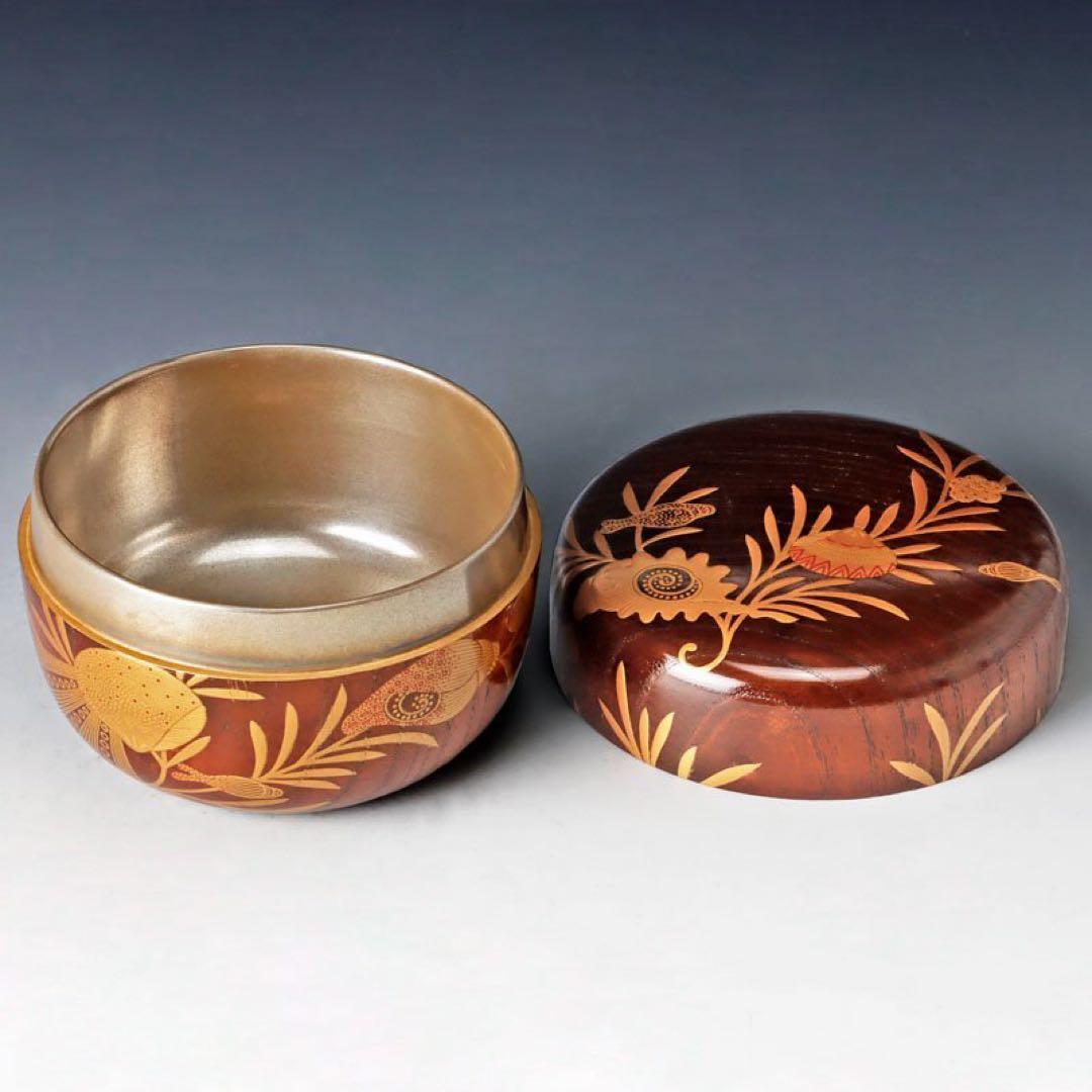 古美味】池田喜一作 みる貝まきえ御棗 茶道具 保証品 C2pE