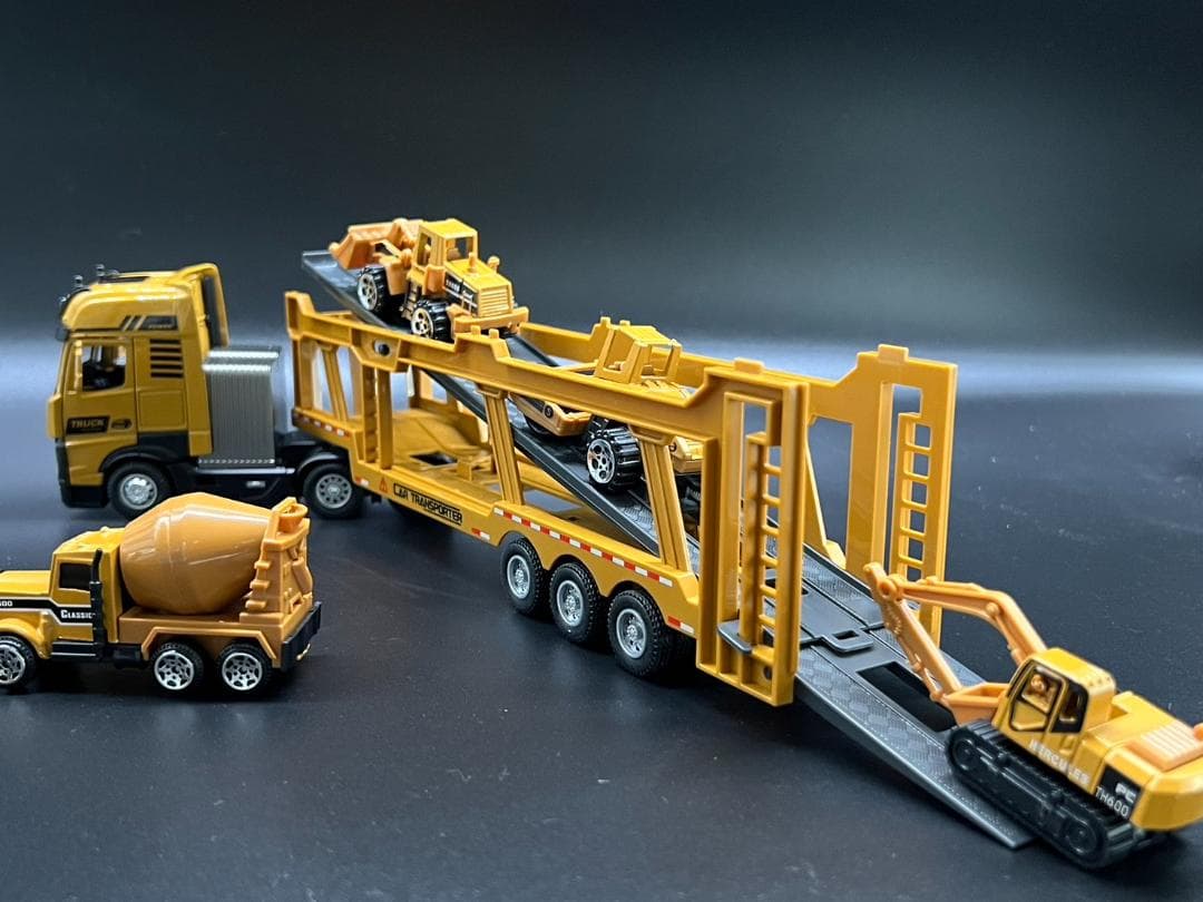 トレーラー 積載車 工事車両ミニカーセット H197