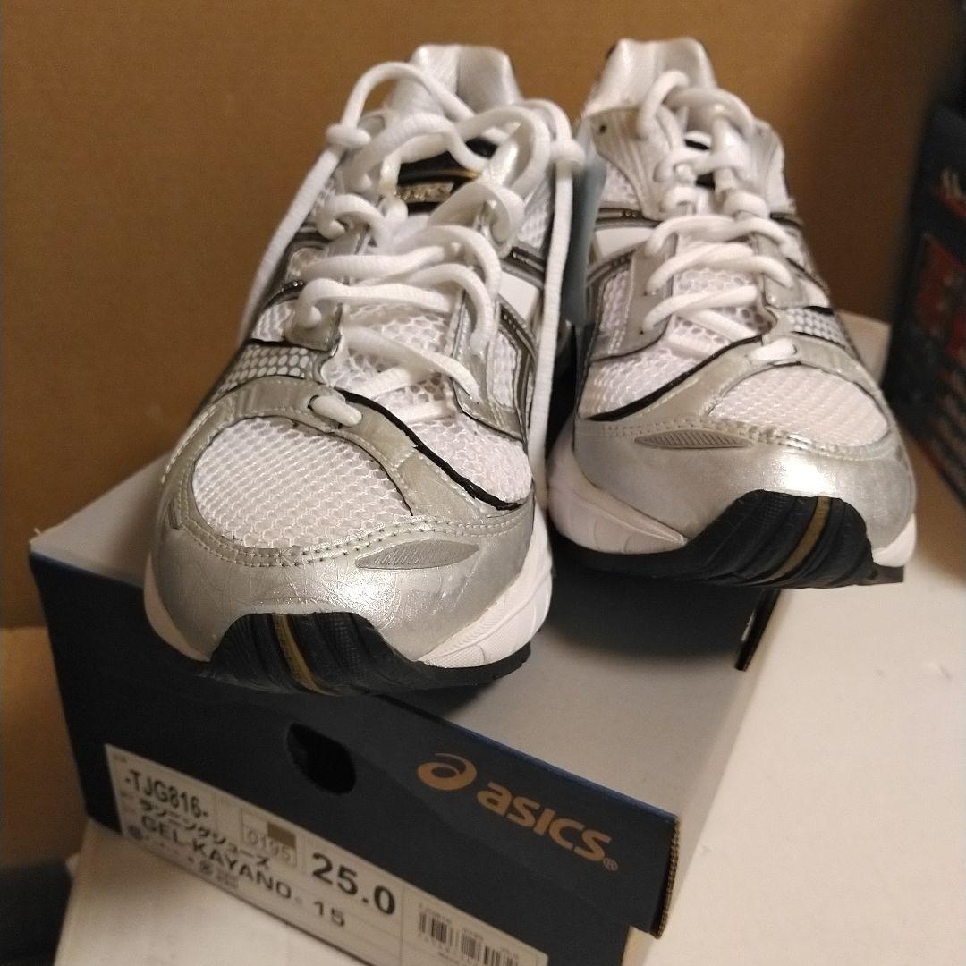 asics KAYANO 25.0 ホワイト/シルバー/ブラック