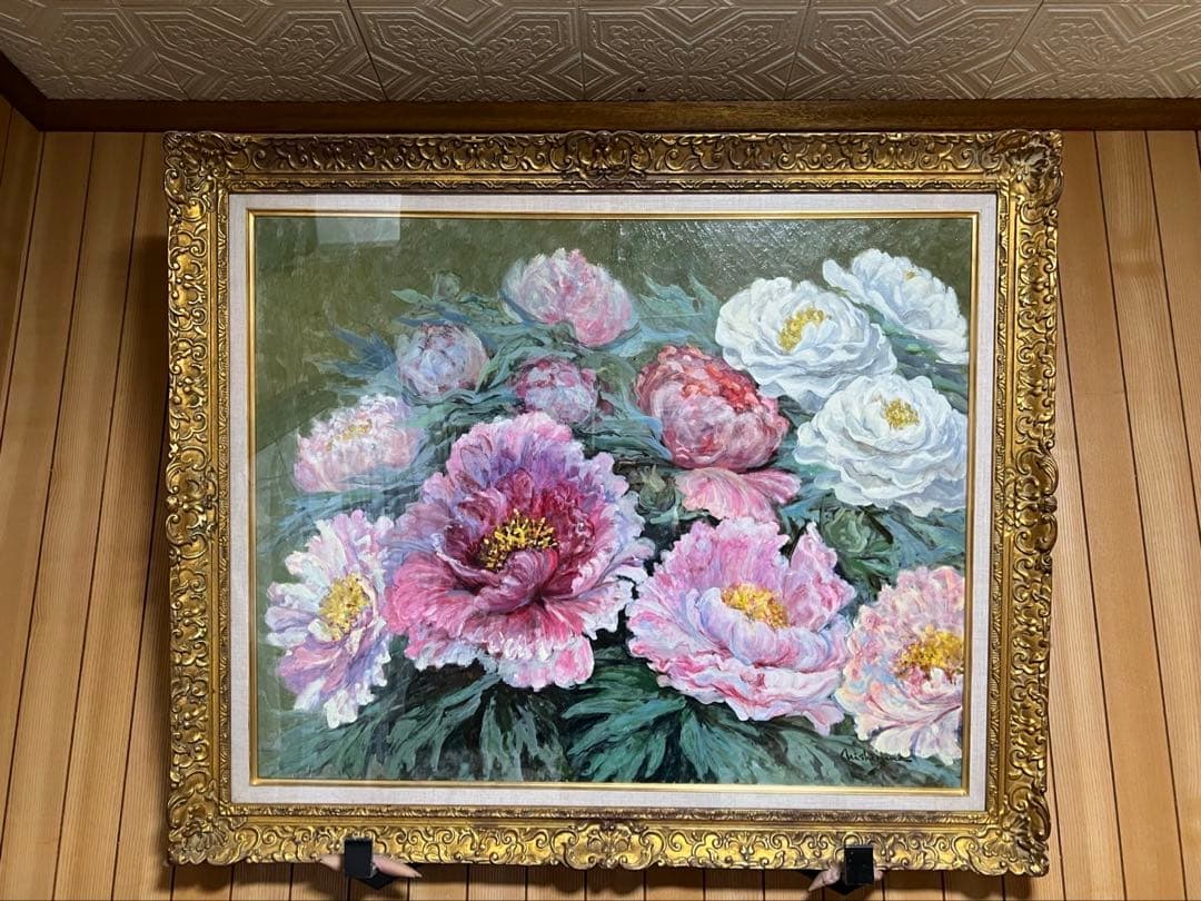 西嶋親俊　30号油絵「牡丹」