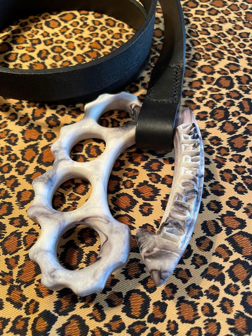 白黒　ナックル　ドッグ　リード　本革