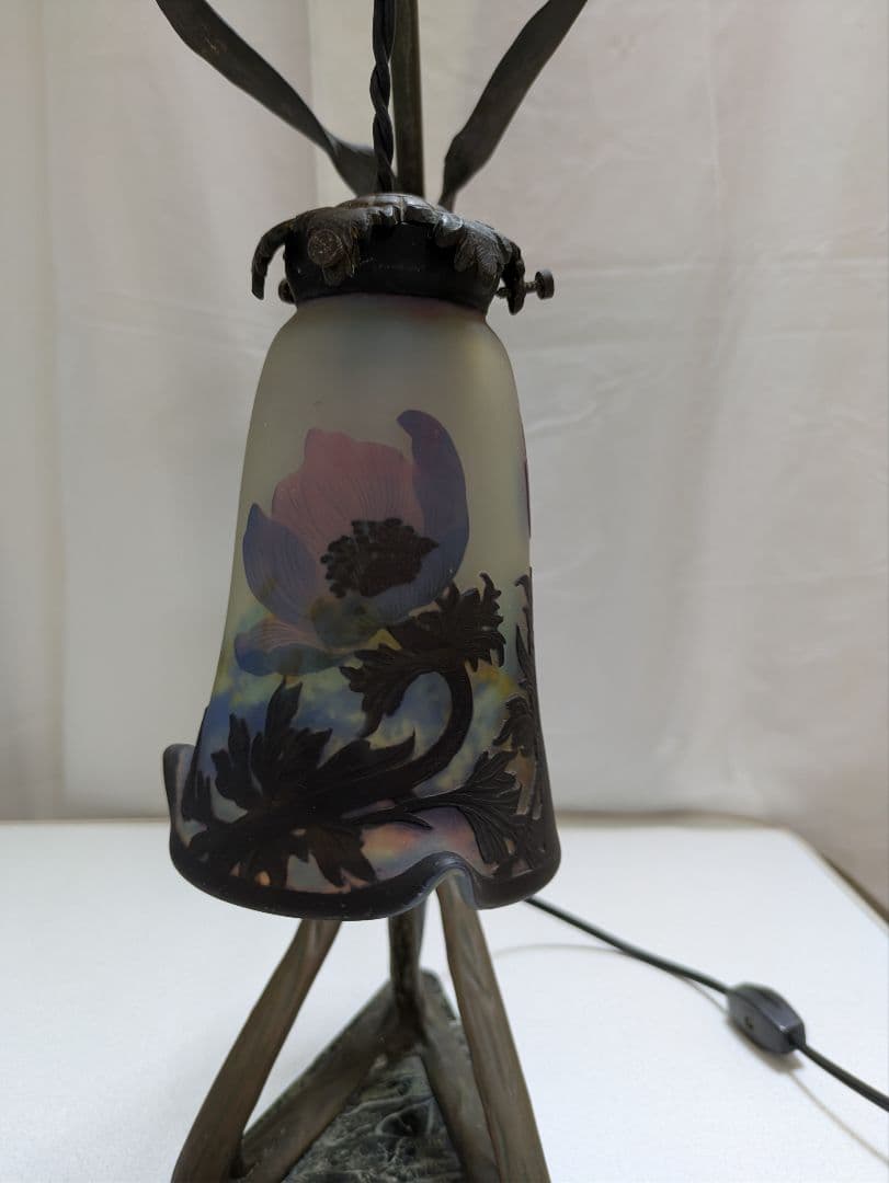 ミューラー 西洋アンティークアールヌーボーテーブルランプ アネモネの花モチーフ