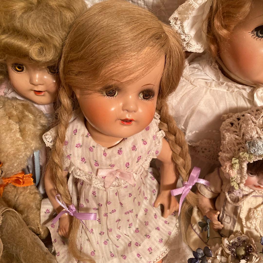 アンティークドール ブロンド 花柄ドレス