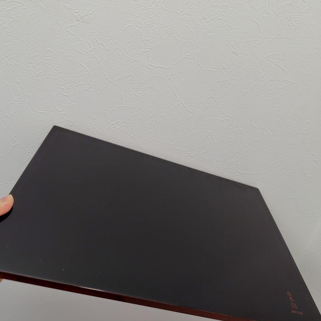 静岡県無形文化財 金剛石目塗 鳥羽硬忍 折敷 長角皿 長角膳 漆器 工芸品