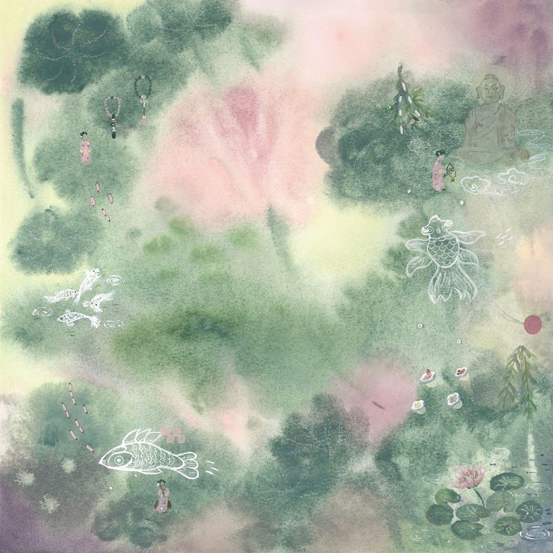 【専用】蓮の花 水彩原画｜30.5×30.5cm｜一点物