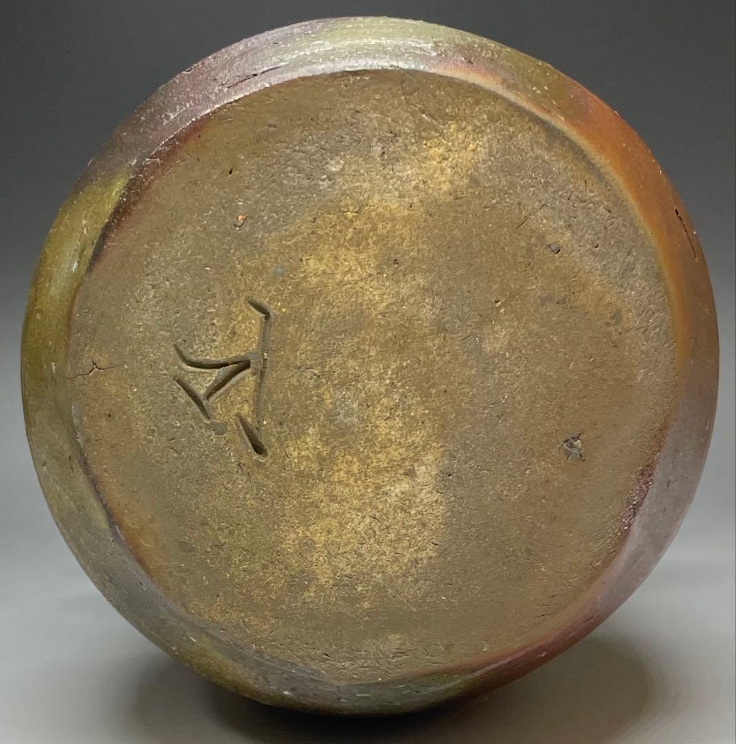 neko008　山本雄一　備前花入　共箱(四方桟盛蓋) 共布　yy49