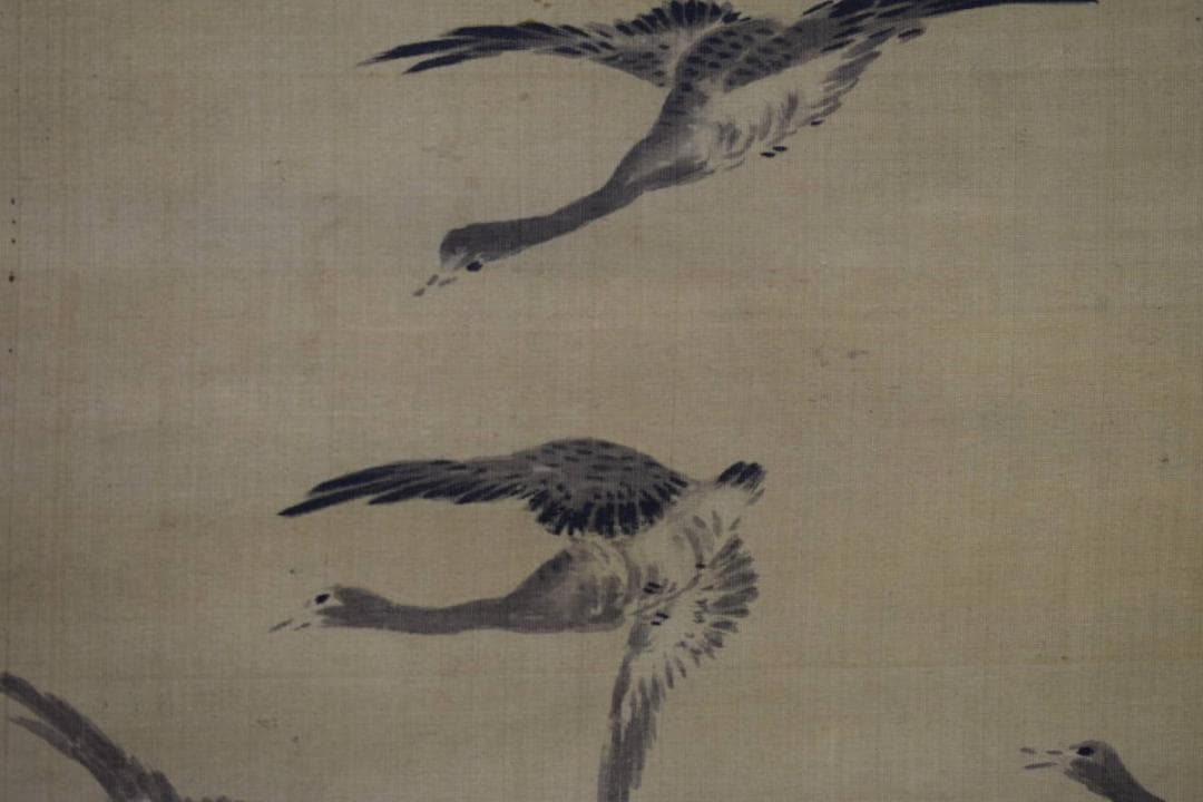 模写/野々村仁清/群雁之図/布袋屋掛軸HG-87