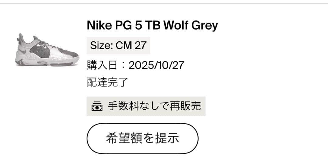 nike PG5 海外限定カラー wolf gray