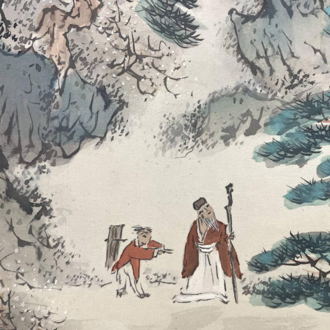 真作/横山春渓/蓬莱仙境図/ 山水/人物/桐共箱二重箱付/布袋屋掛軸A-318