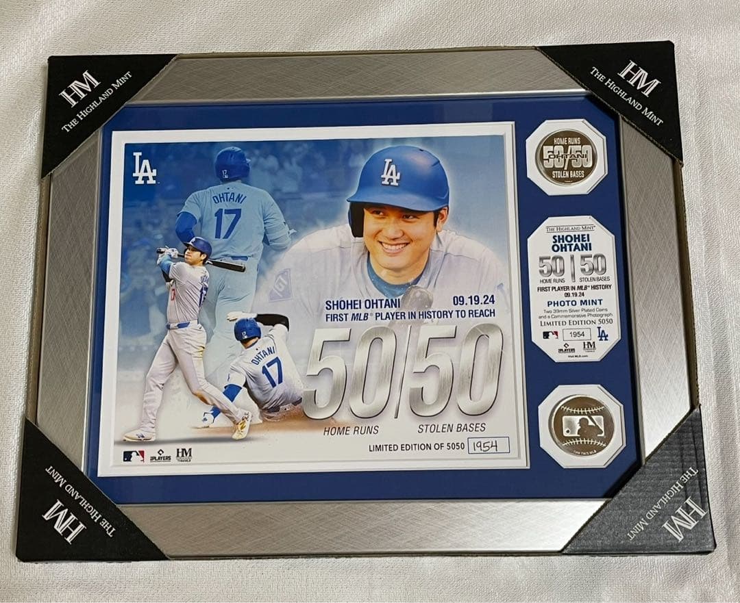 大谷翔平50-50記録達成ダブルフォトミントシリアル番号付き 2024
